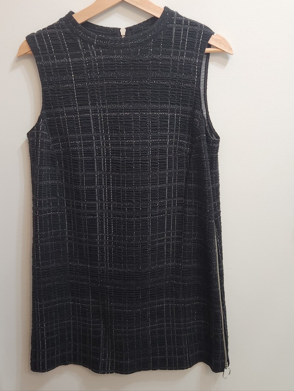 Akris PuntoTunic Black & Silver Check Jersey Dress Size 9 - Picture 3 of 15
